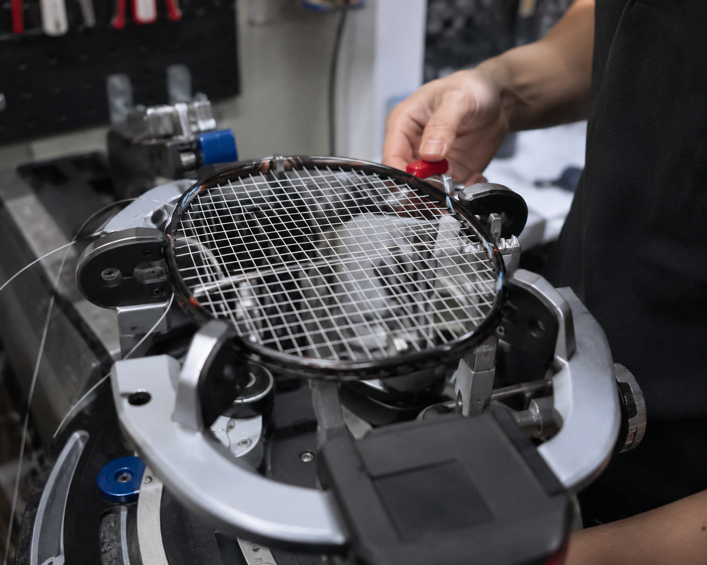 Badminton racquet restringing